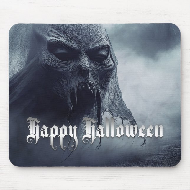Black ghost in a hellish landscape - Halloween Mouse Pad (Front)