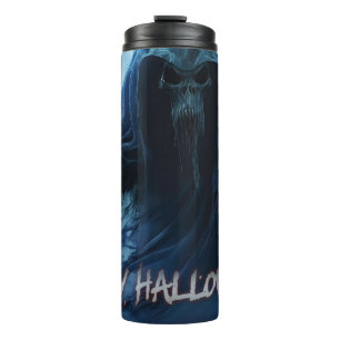 Black ghost in a hellish landscape - Halloween Thermal Tumbler