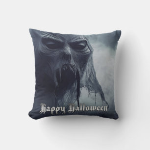 Black ghost in a hellish landscape - Halloween Throw Pillow
