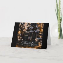 Black Gift Box Thank You Card | Candlelight Glam