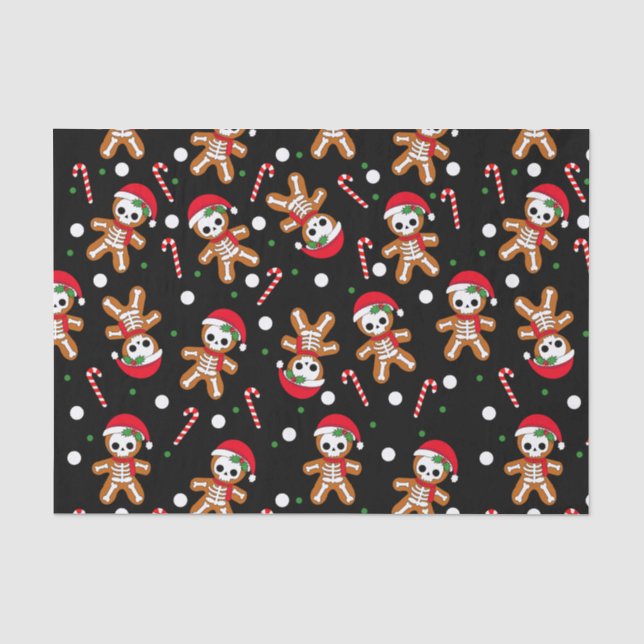 Black Gingerbread Skeleton Tissue Paper (Front)