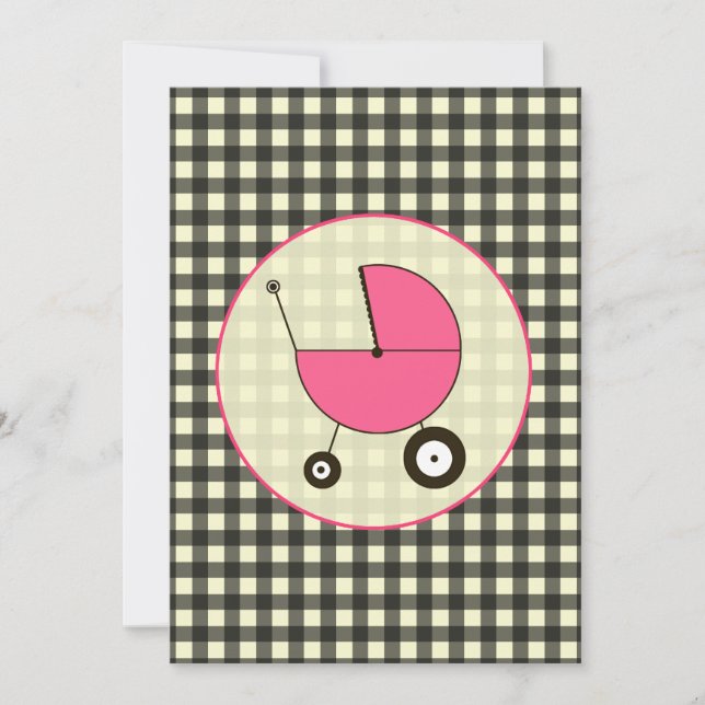 Black Gingham Baby Shower Invitation (Front)