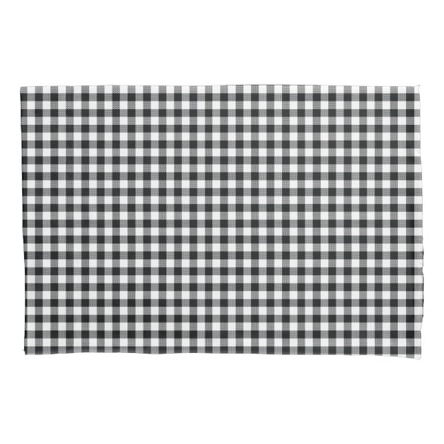 Black Gingham Black and White Check Pillow Case (Front)