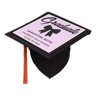 Black Gingham Bow Graduation Cap Topper