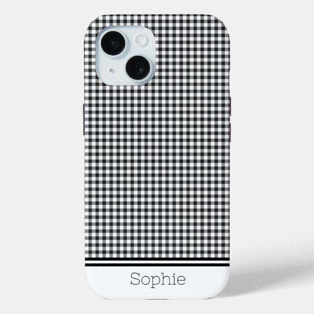 Black Gingham Custom Samsung Case-Mate iPhone Case (Back)