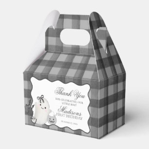 Black Gingham Cute Boo Ghost Birthday Favors Gable Favor Box