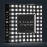 Black Gingham Family Recipe Cookbook Binder<br><div class="desc">Classic Gingham patterned personalized family recipe cookbook binder!</div>