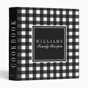 Black Gingham Family Recipe Cookbook Binder