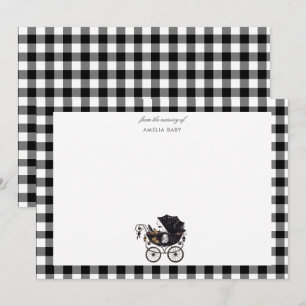 Black gingham Haloween baby shower Card