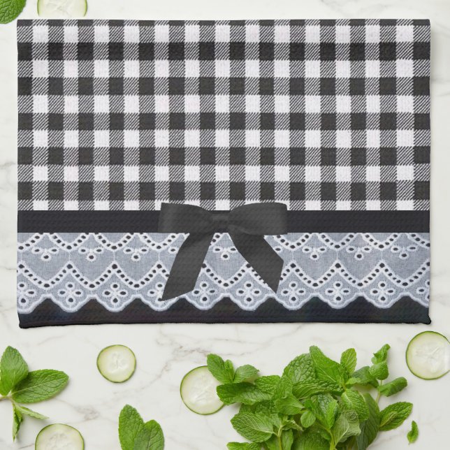 Black Gingham Kitchen Towel (Folded)