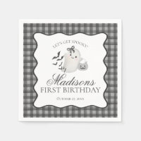 Black Gingham Little Boo Ghost Birthday Dessert