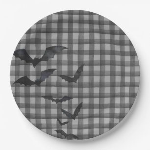 Black Gingham Little Boo Ghost Birthday Dessert Paper Plate