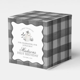 Black Gingham Little Boo Ghost Birthday Gable Favor Box