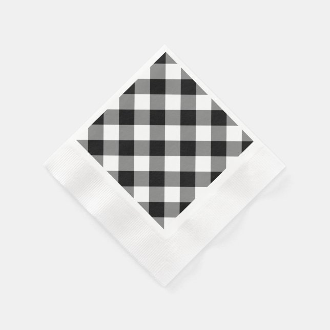 Black Gingham Pattern Napkin (Corner)