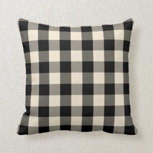 Black gingham pillow