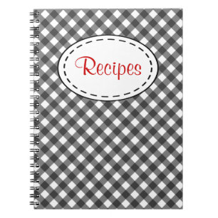 Black Gingham Recipe Notebook