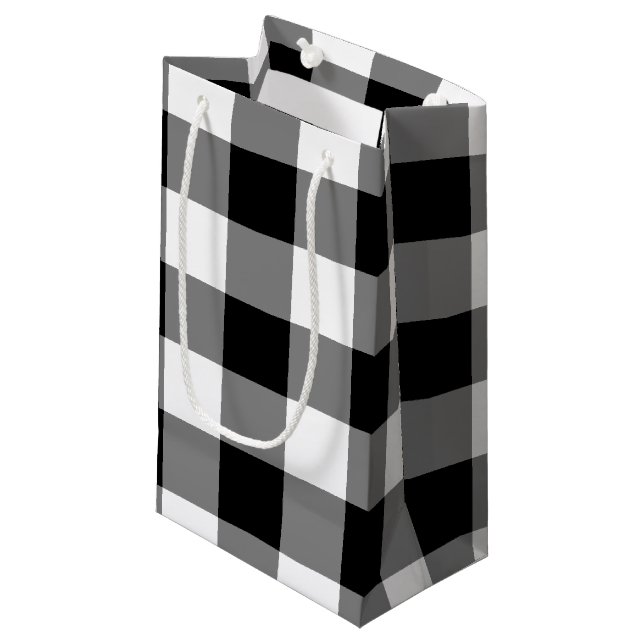 Black Gingham Small Gift Bag (Front Angled)