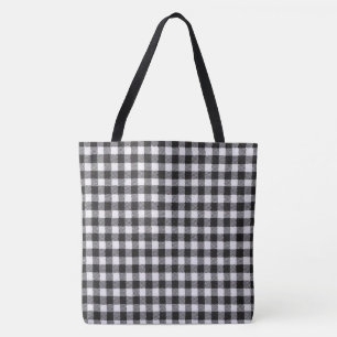 Black Gingham Tote Bag