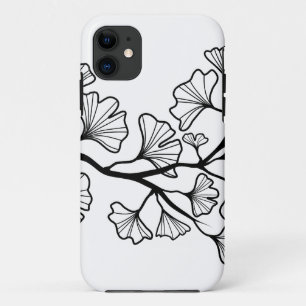 black ginkgo tree with leaves iPhone 11 case
