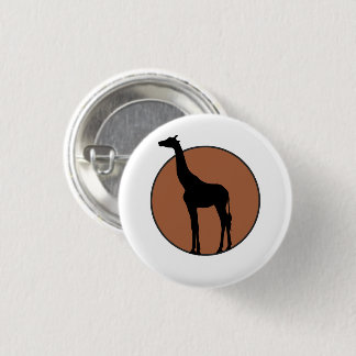 Black Giraffe Drawing in White Circle 1 Inch Round Button