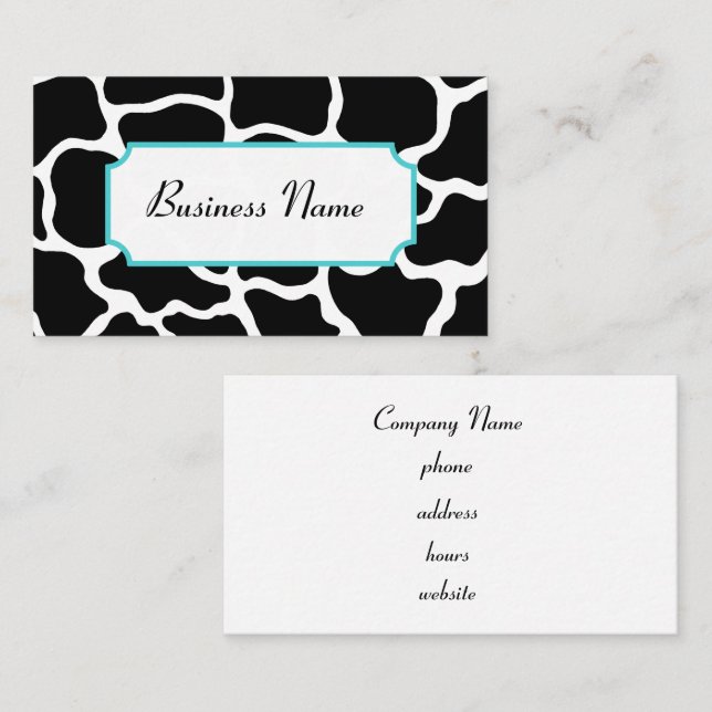 Black Giraffe Print Business Card (Front/Back)