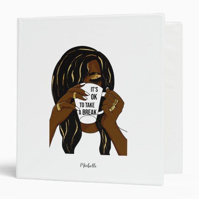 Black Girl Afro American Woman InspirationalQuote  Binder (Front/Inside)
