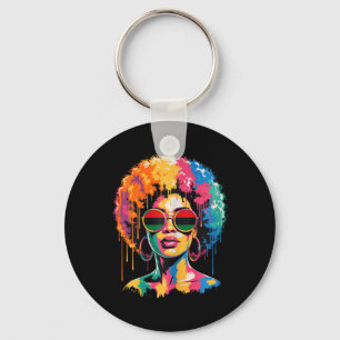 Black Girl Afro Women Queen Melanin History Junete Keychain