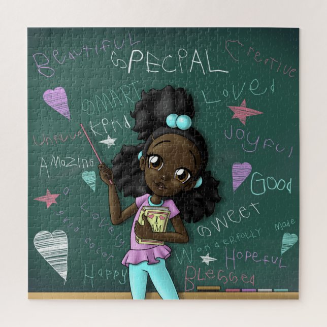 Black Girl and Positive Words Jigsaw Puzzle (Vertical)