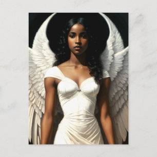 Black Girl Angel With Dark Skin Angelcore Artwork Postcard