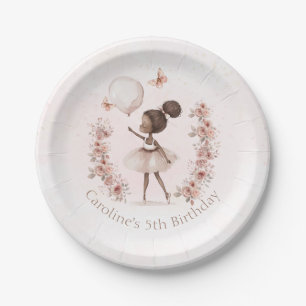 Black Girl Ballerina Birthday Paper Plates