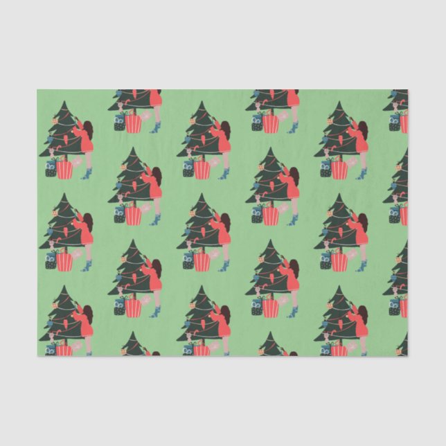 Black Girl Christmas Magic Wrapping Paper (Front)