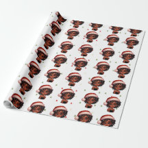 Black Girl Christmas Wrapping Paper