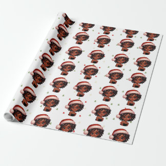 Black Girl Christmas Wrapping Paper