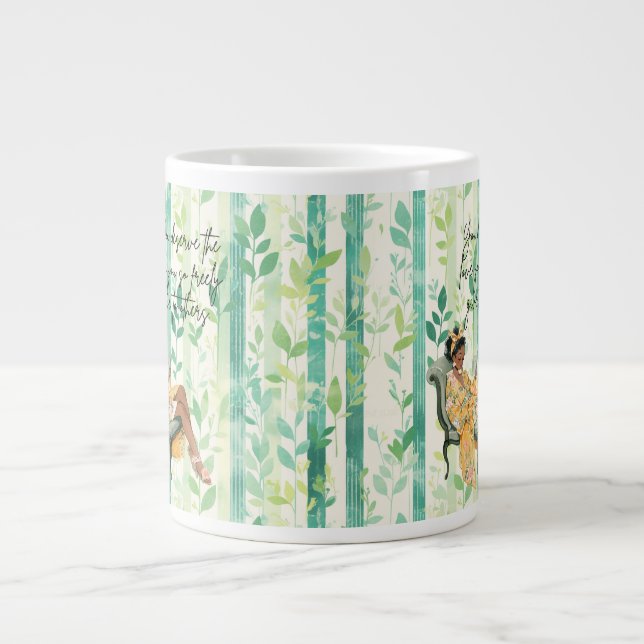 Black Girl Cozy Reading Large Coffee Mug (Front)