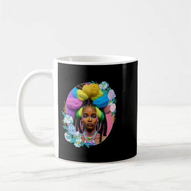 Black Girl Easter Magic Brown Skin Girls Spring Ea Coffee Mug (Left)