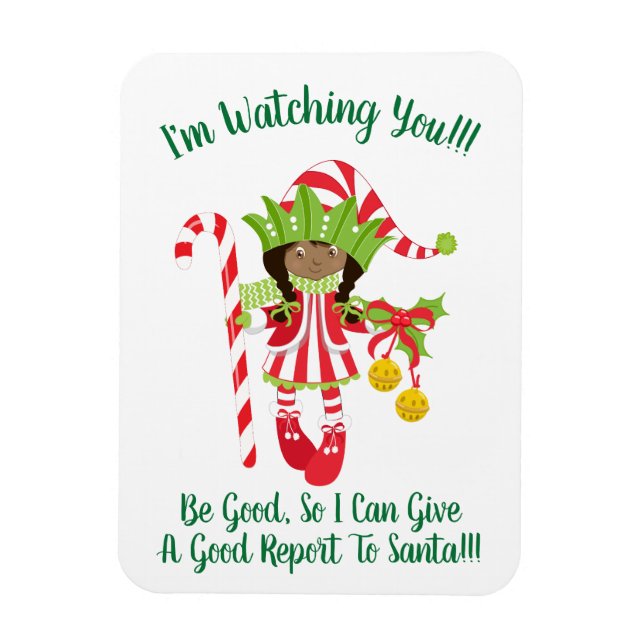 Black Girl Elf Christmas Frigo Magnet (Vertical)