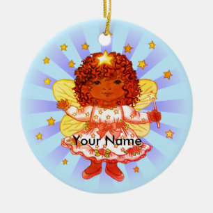 Black Girl Fairy Ceramic Ornament