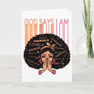 Black Girl God Says I Am Black Melanin History Mon Card