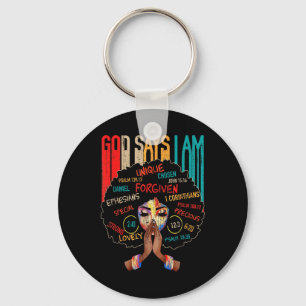Black Girl God Says I Am Black Melanin History Mon Keychain