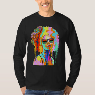 Black Girl Inspired Black Woman Paint Dripping Rel T-Shirt