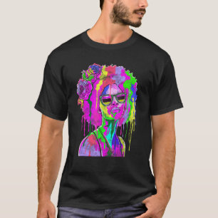Black Girl Inspired Black Woman Paint Dripping Rel T-Shirt