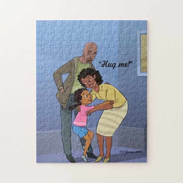 Black girl Jigsaw Puzzle avec maman et papa me ser (Vertical)