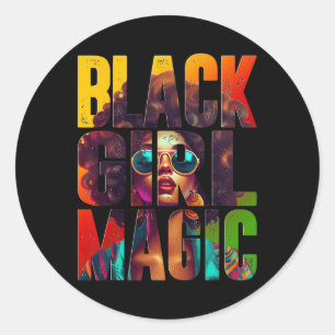Black Girl Magic Afro African American Queen Black Classic Round Sticker