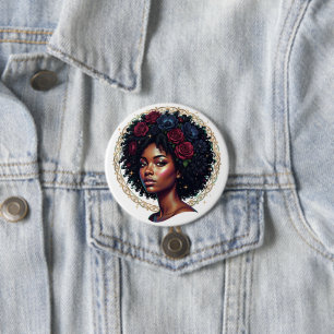 Black Girl Magic Afro Diva 3 Inch Round Button