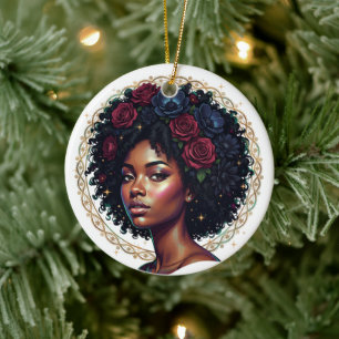 Black Girl Magic Afro Diva Partyware Ceramic Ornament