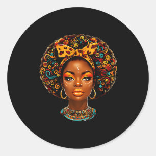 Black Girl Magic Afro Melanin Queen African Americ Classic Round Sticker