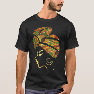 Black Girl Magic Afro Melanin Woman Headwrap Black T-Shirt