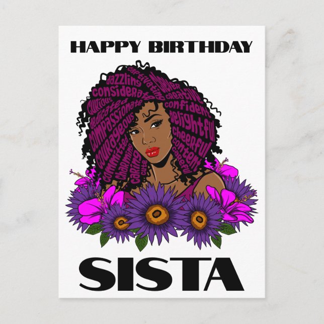 Black Girl Magic Birthday Sista Melanin Woman Postcard (Front)