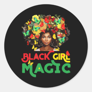 Black Girl Magic Black History Month Butterfly Pri Classic Round Sticker