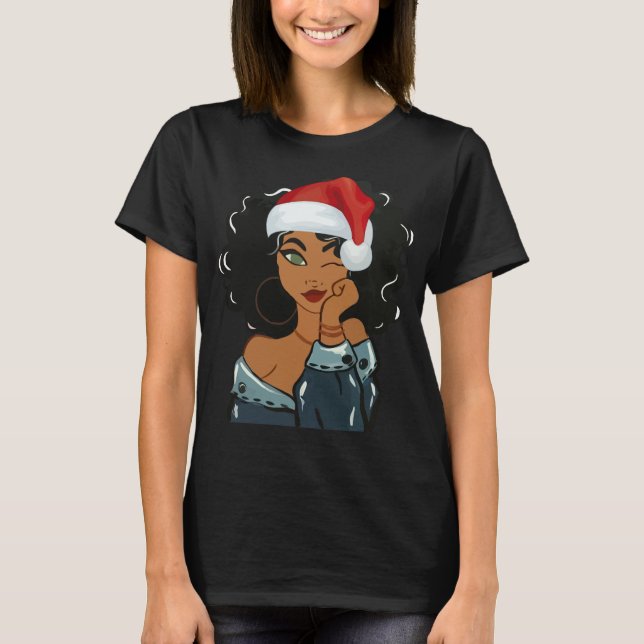 Black Girl Magic Christmas African American Pajama T-Shirt (Front)
